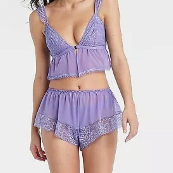 Auden Purple Lace Lingerie Cami & Short Set Womens Size XS NWT - Picture 1 of 11
